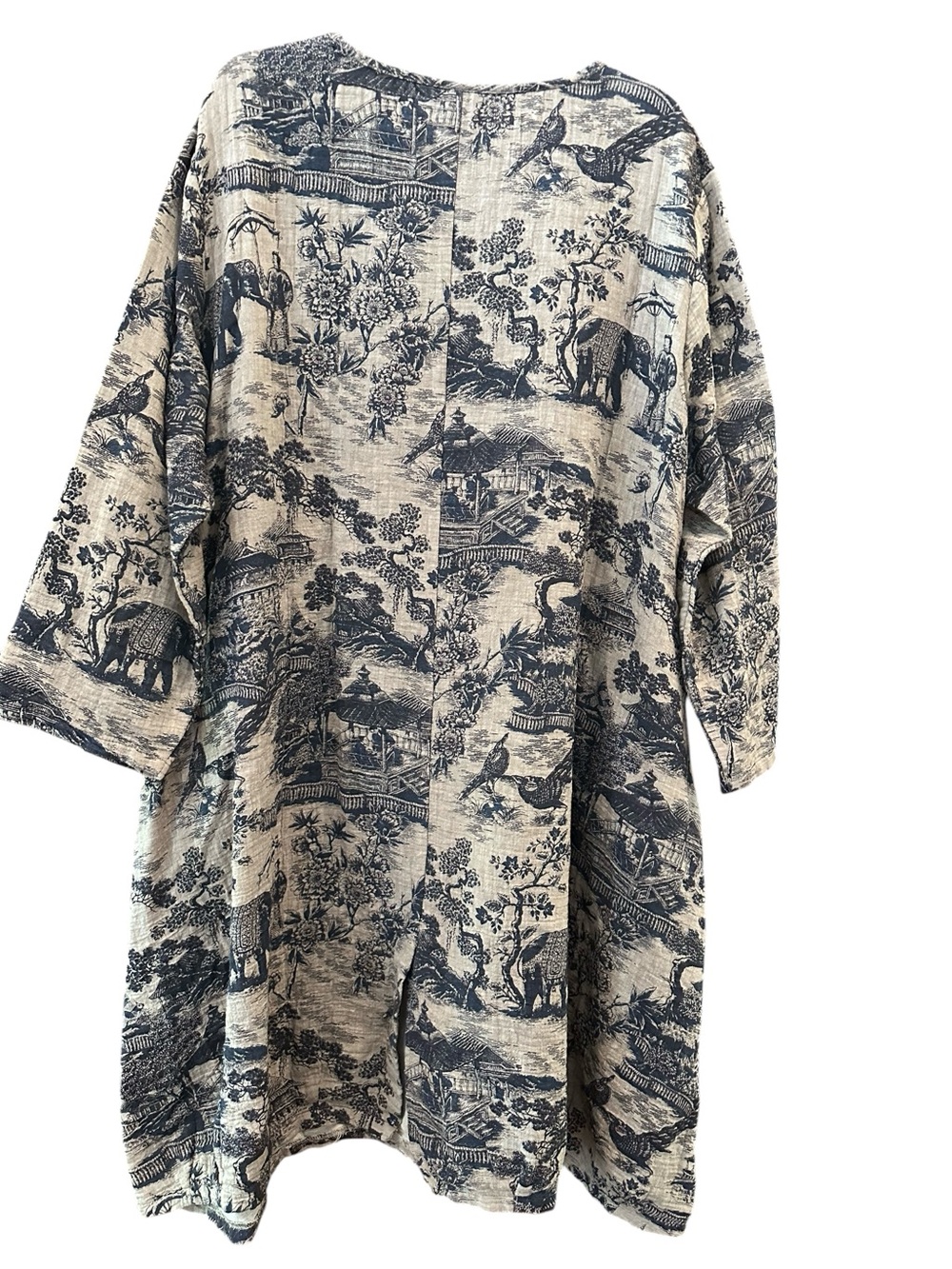 Buykud Chinese Patterned Toile Dress in Navy Sz 3XL - Picture 8 of 12